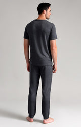 Ted Baker SUPER SOFT T-Shirt Mens Dark Grey back view, showcasing relaxed fit and soft fabric.