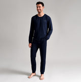 Ted Baker SUPER SOFT Joggers Mens Navy front view, model wearing matching navy top and joggers, comfortable fabric.