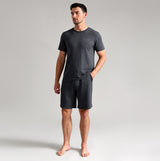 Ted Baker SUPER SOFT Shorts Mens Dark Grey front view with model standing casually, showcasing comfort and fit.