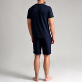 Ted Baker SUPER SOFT Shorts Mens Navy back view showcasing the comfortable fit and design details.