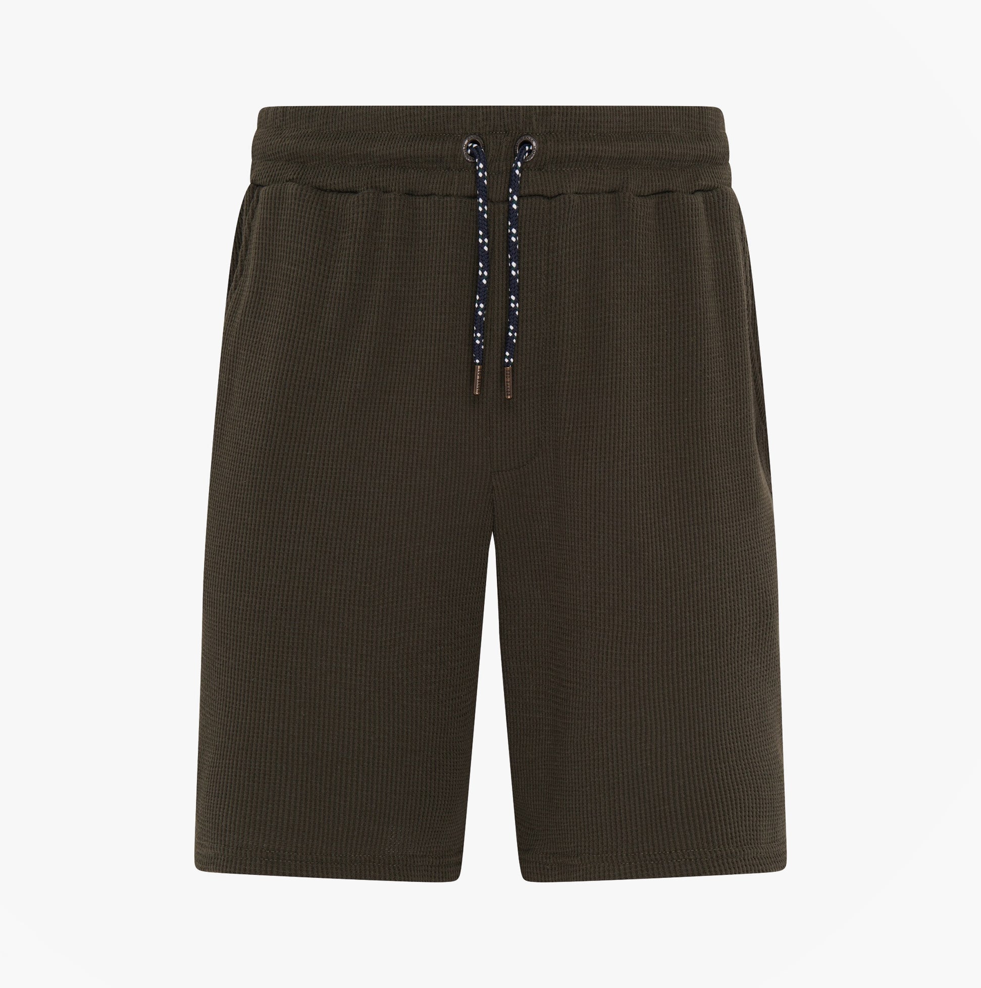Ted Baker WAFFLE Loungewear Mens Set Khaki front view showing loungewear shorts in khaki color.