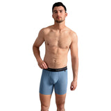 Ted Baker 3-Pack Cotton Boxer Briefs Mens Black/White/Grey front view model wearing cotton boxer briefs