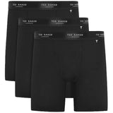 Ted Baker 3-Pack Cotton Boxer Briefs Mens Black, front view, showing three black boxer briefs with logo waistband.
