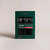 Ted Baker 3-Pack Cotton Trunks Mens Black in gift box, featuring three pairs of black cotton trunks.