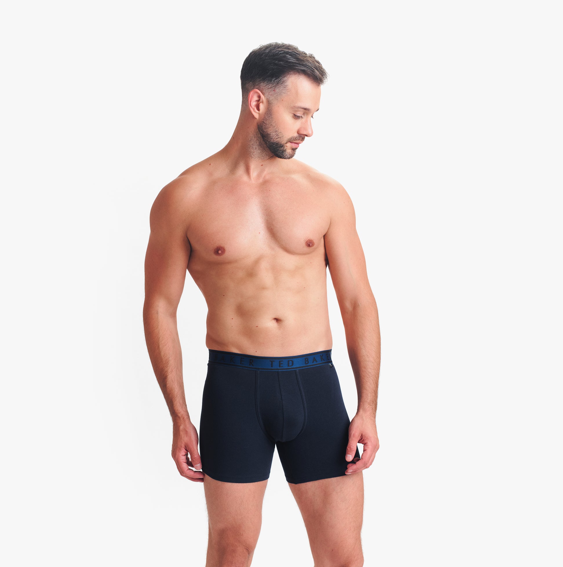 Ted Baker 3-Pack Cotton Boxer Briefs Mens Boxer Briefs Multi front view on model wearing black briefs.