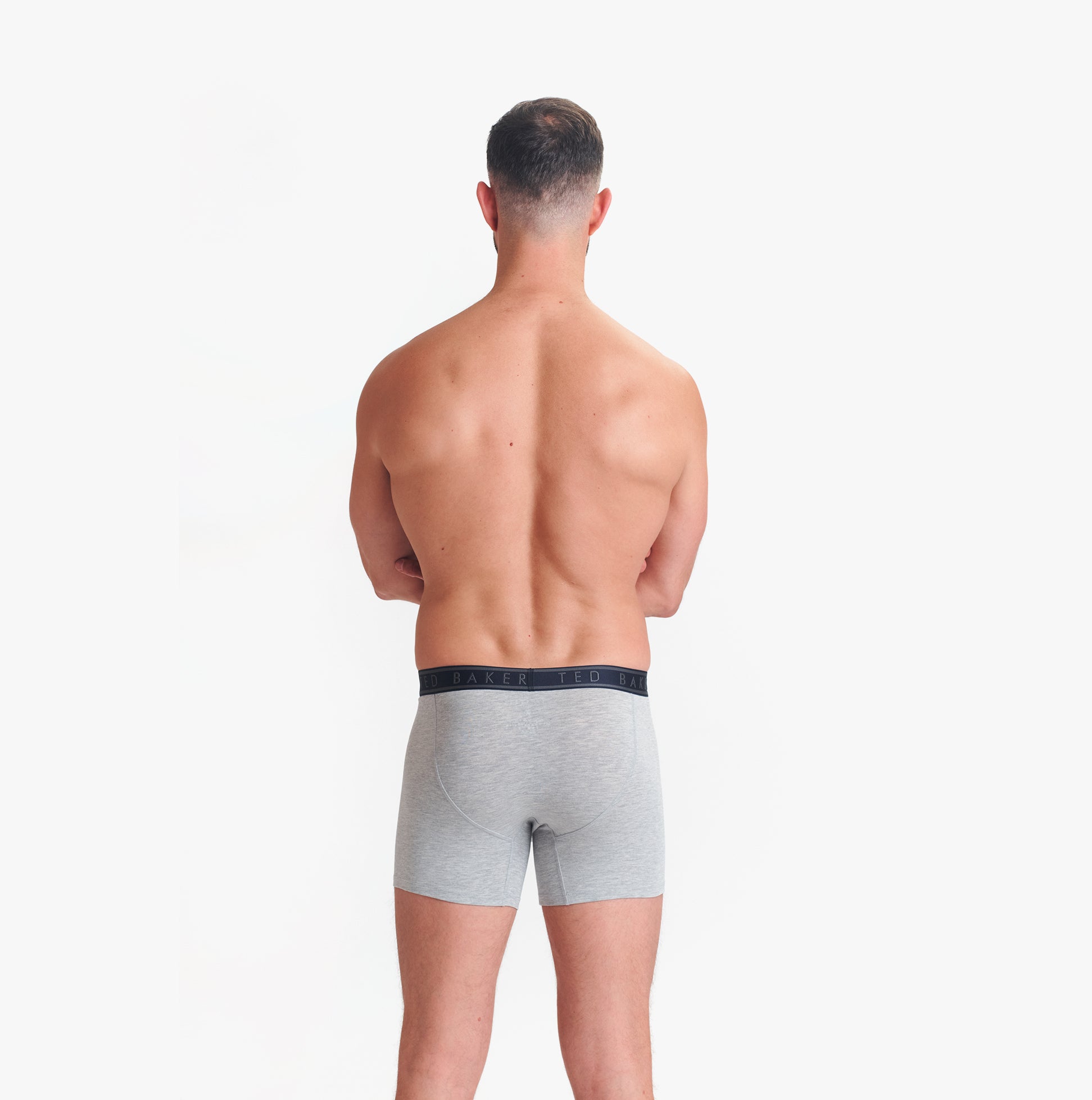 Ted Baker 3-Pack Cotton Boxer Briefs Mens Boxer Briefs Multi - Back view of model wearing gray boxer briefs.