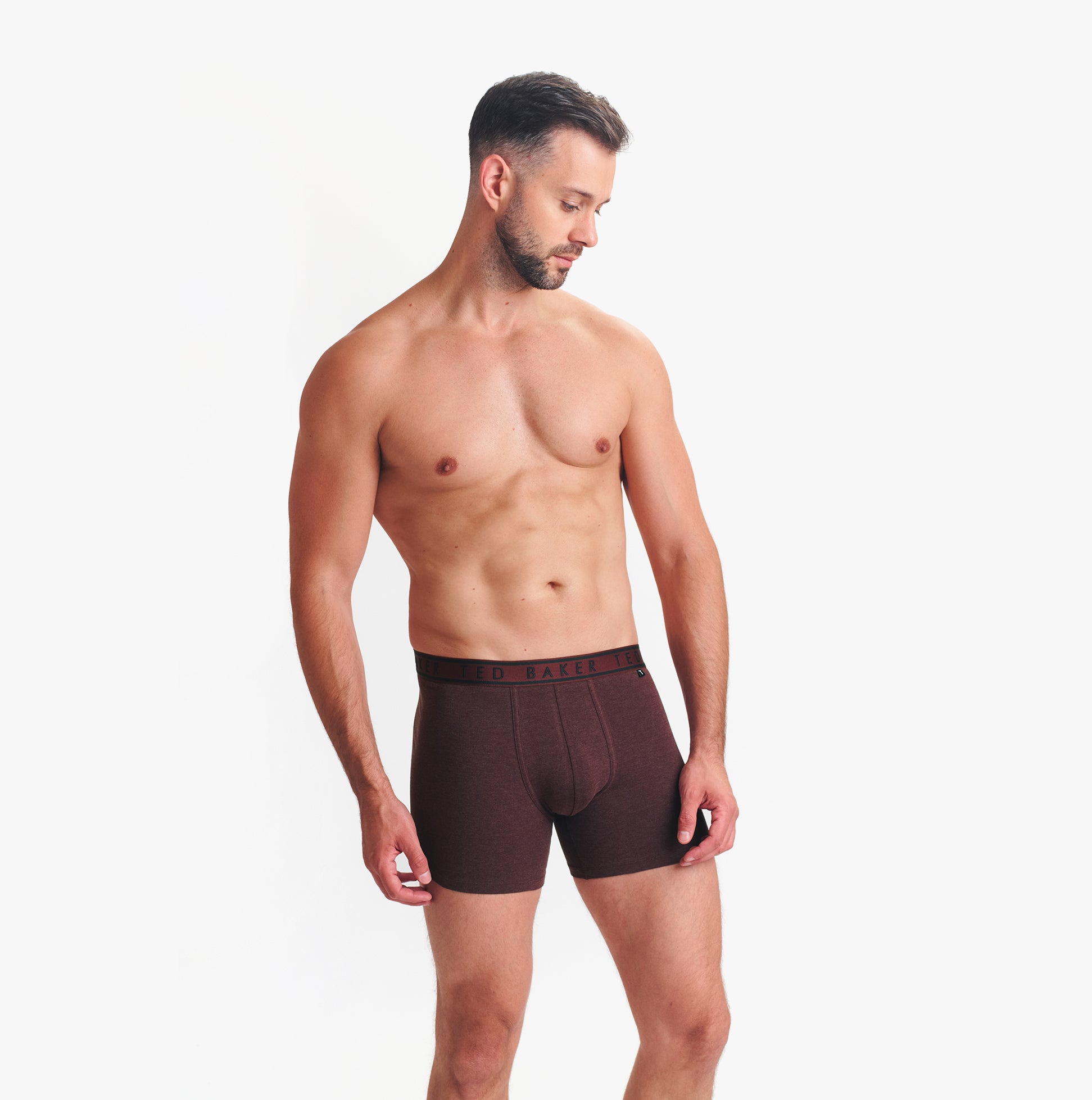 Ted Baker 3-Pack Cotton Boxer Briefs Mens Boxer Briefs Multi side view on model in dark brown.