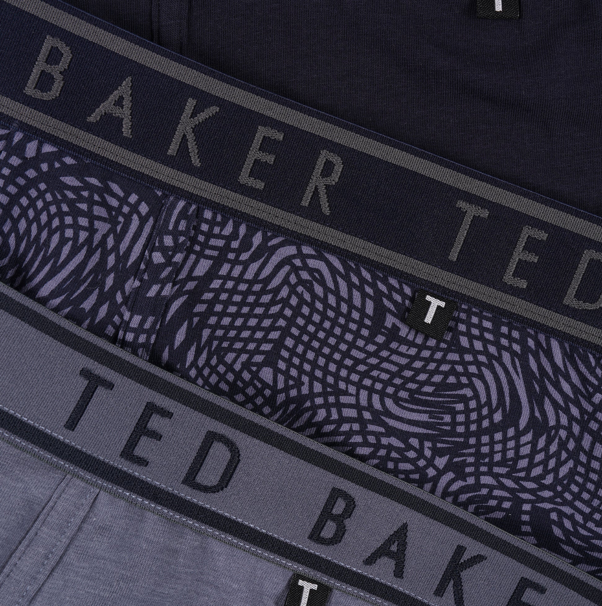 Ted Baker 3-Pack Cotton Boxer Briefs Mens Boxer Briefs Multi detailed view of elastic waistbands with brand logo