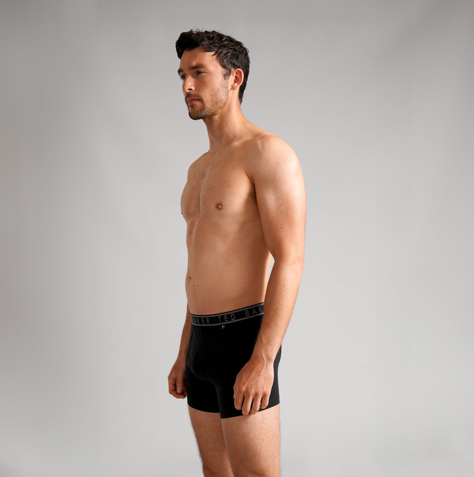 Ted Baker 3-Pack Cotton Boxer Briefs Mens Boxer Briefs Multi side view model wearing black boxer briefs