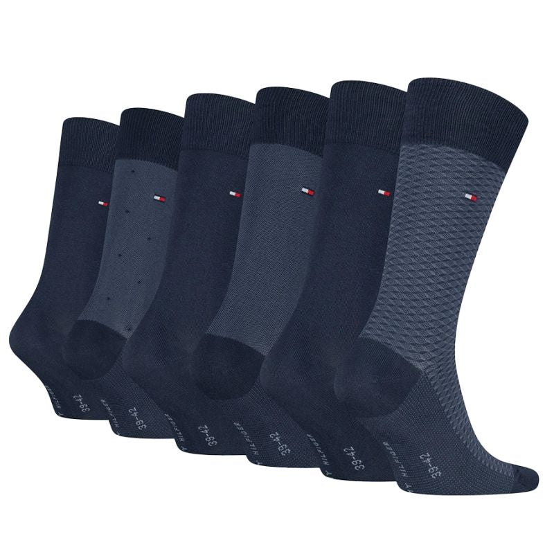 Tommy Hilfiger 6 Pack Giftbox Birdeye Mens Crew Socks Navy