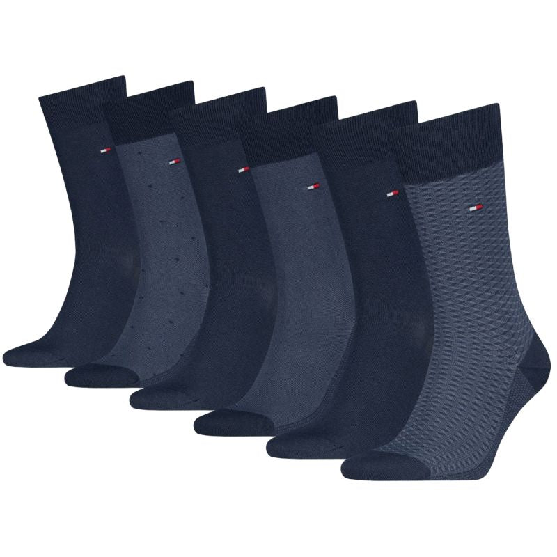 Tommy Hilfiger 6 Pack Giftbox Birdeye Mens Crew Socks Navy