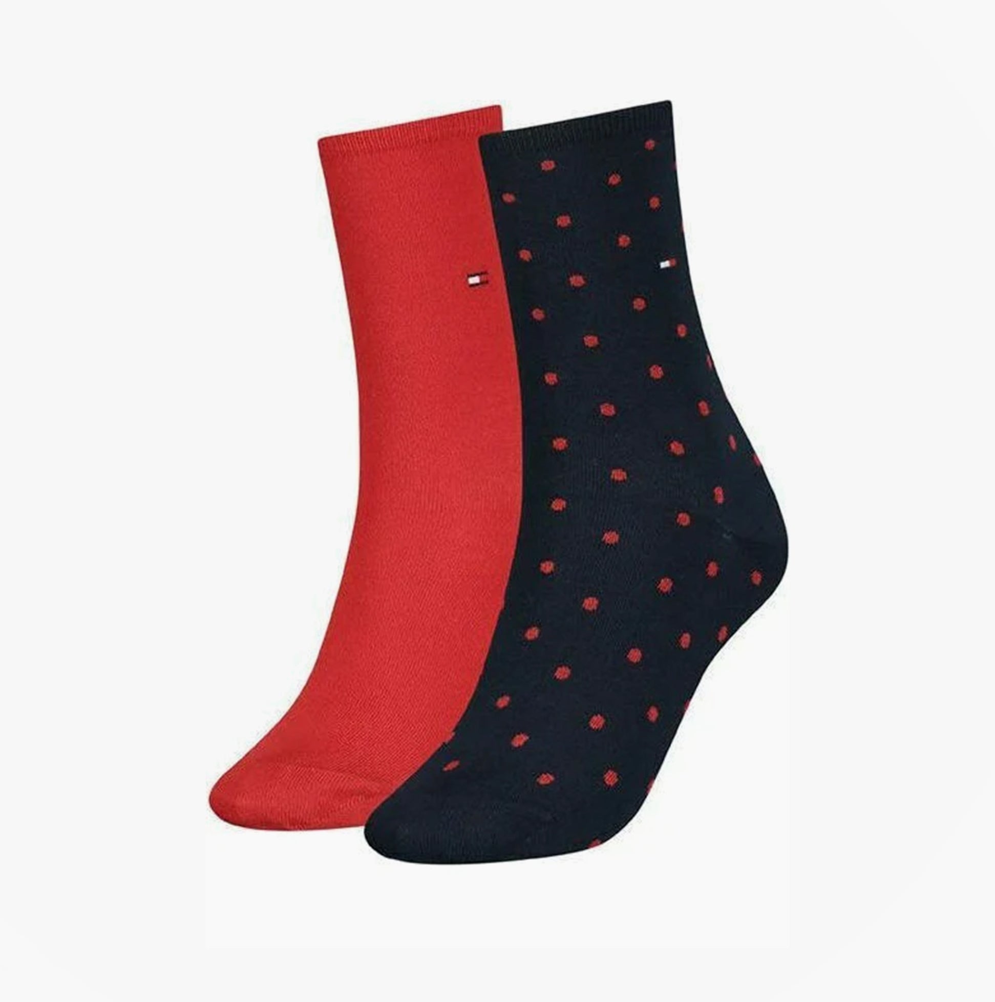 Tommy Hilfiger DOT 2 Pack Womens Crew Socks Red/Navy
