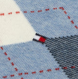 Tommy Hilfiger 2 Pack Mens Crew Checked Socks Blue Combo detailed view of sock pattern with blue and red checked design.
