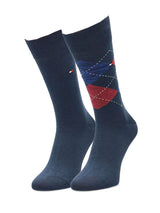 Tommy Hilfiger 2 Pack Mens Crew Checked Socks Black