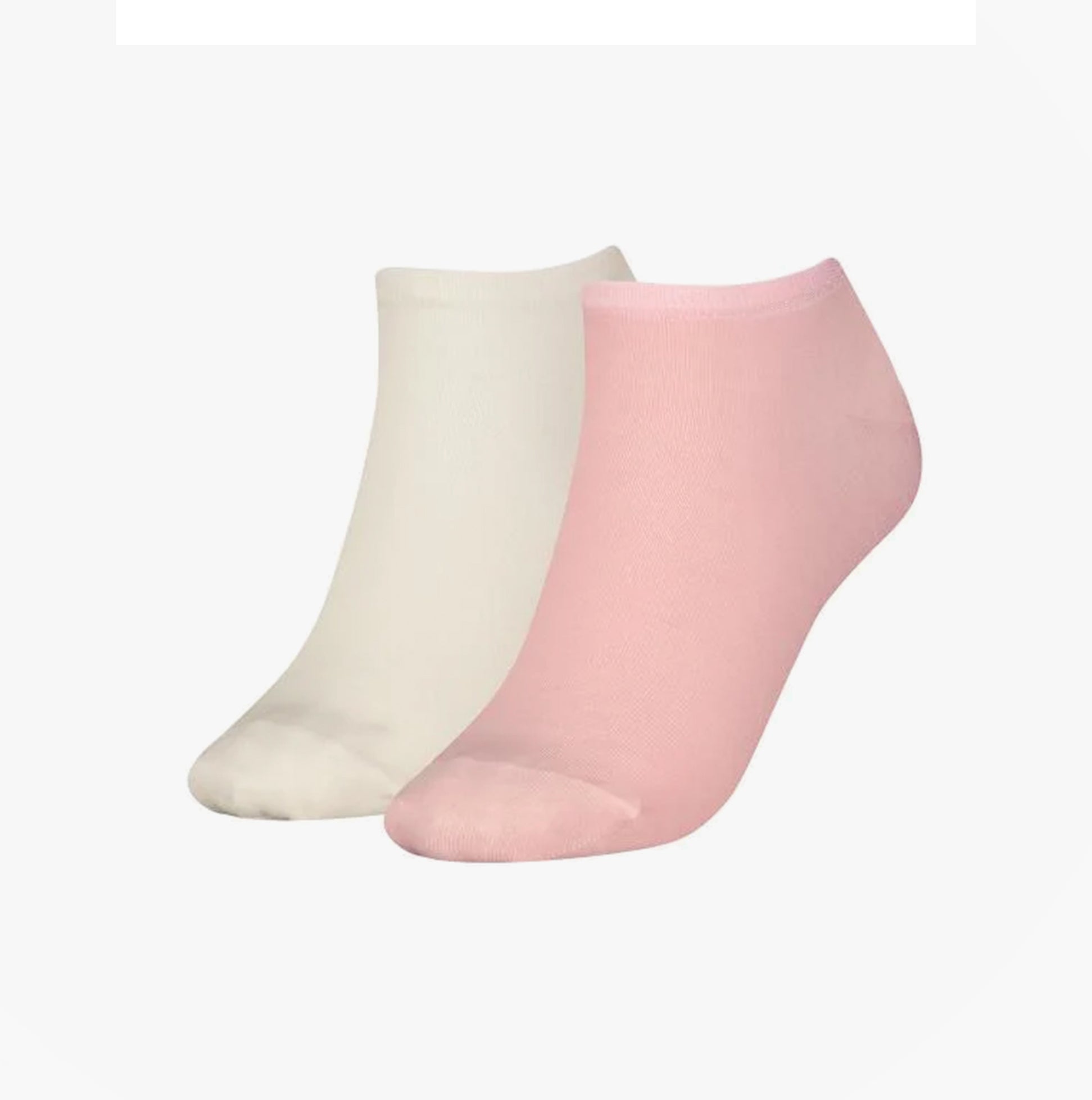 Tommy Hilfiger 2 Pack Trainer Womens Ankle Socks Pink/White side view showing pink and white socks