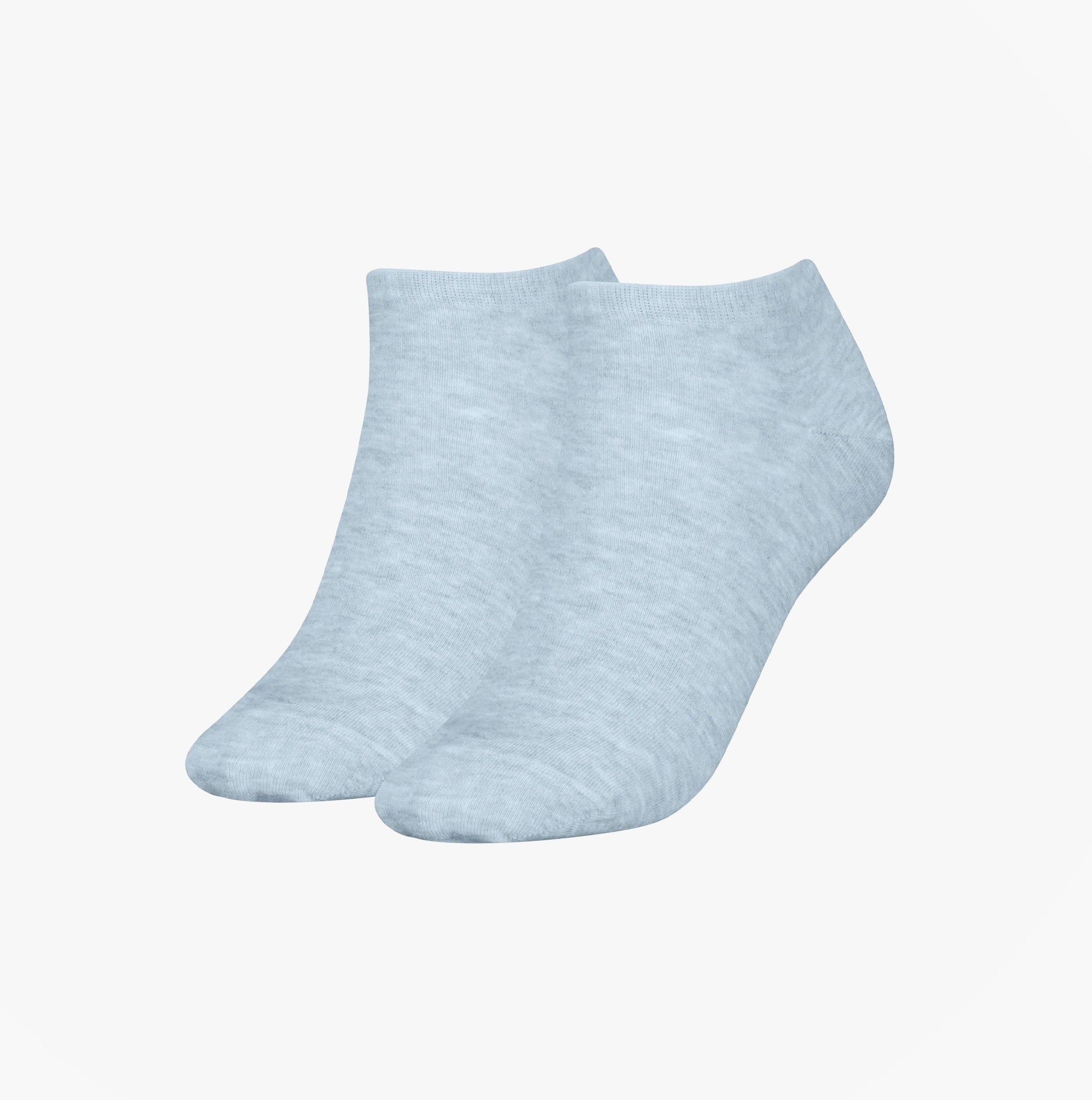 Tommy Hilfiger 2 Pack Trainer Womens Ankle Socks Light Blue front view showing soft cotton material and classic design.