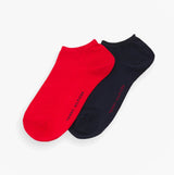 Tommy Hilfiger 2 Pack Womens Trainer Socks Red/Navy
