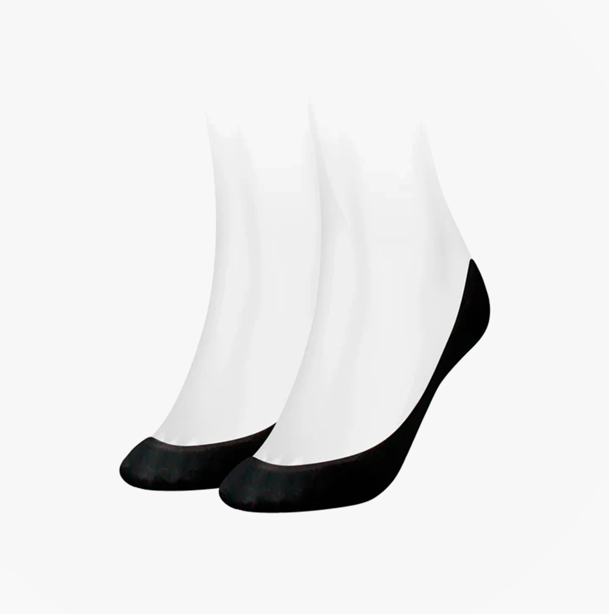 Tommy Hilfiger 2 Pack Womens Ballerina Socks Black, front view showing two pairs of invisible socks.