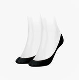 Tommy Hilfiger 2 Pack Womens Ballerina Socks Black, front view showing two pairs of invisible socks.