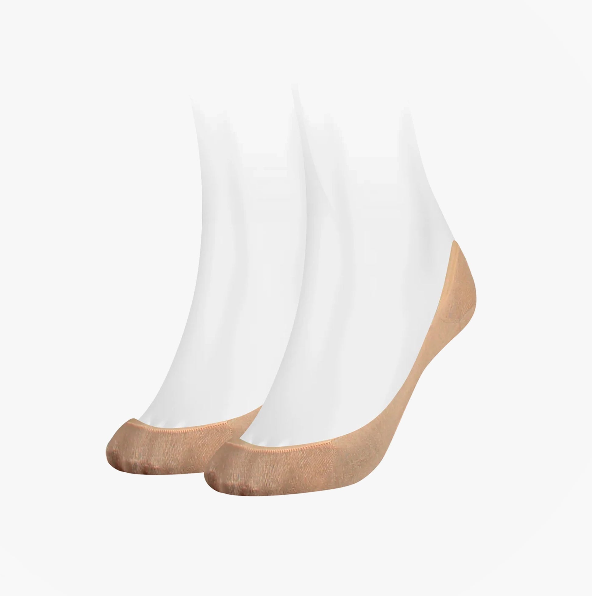 Tommy Hilfiger 2 Pack Womens Ballerina Socks Beige front view showcasing soft, invisible design.