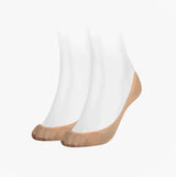 Tommy Hilfiger 2 Pack Womens Ballerina Socks Beige front view showcasing soft, invisible design.