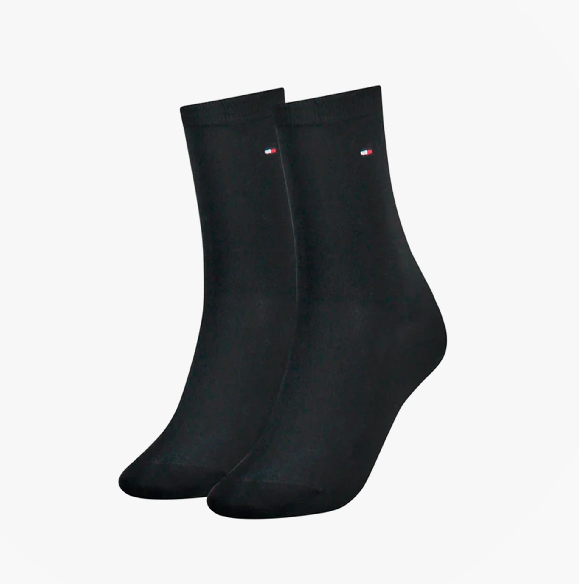 Tommy Hilfiger 2 Pack Womens Crew Socks Navy side view showcasing comfortable fit and logo detail.