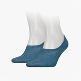 Tommy Hilfiger 2 Pack Mens Invisible Socks Blue side view, showing the soft blue material and low-cut design.