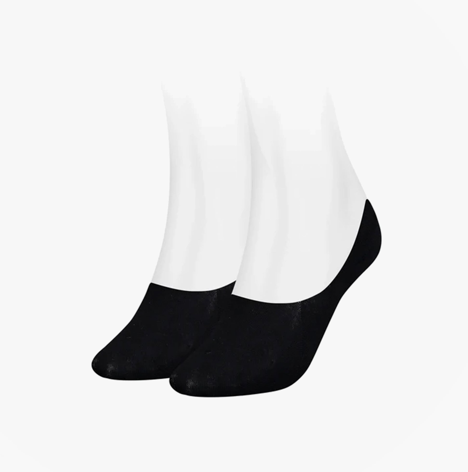 Tommy Hilfiger 2 Pack Womens Invisible Socks Black, front view showcasing sleek black design and comfortable fit.