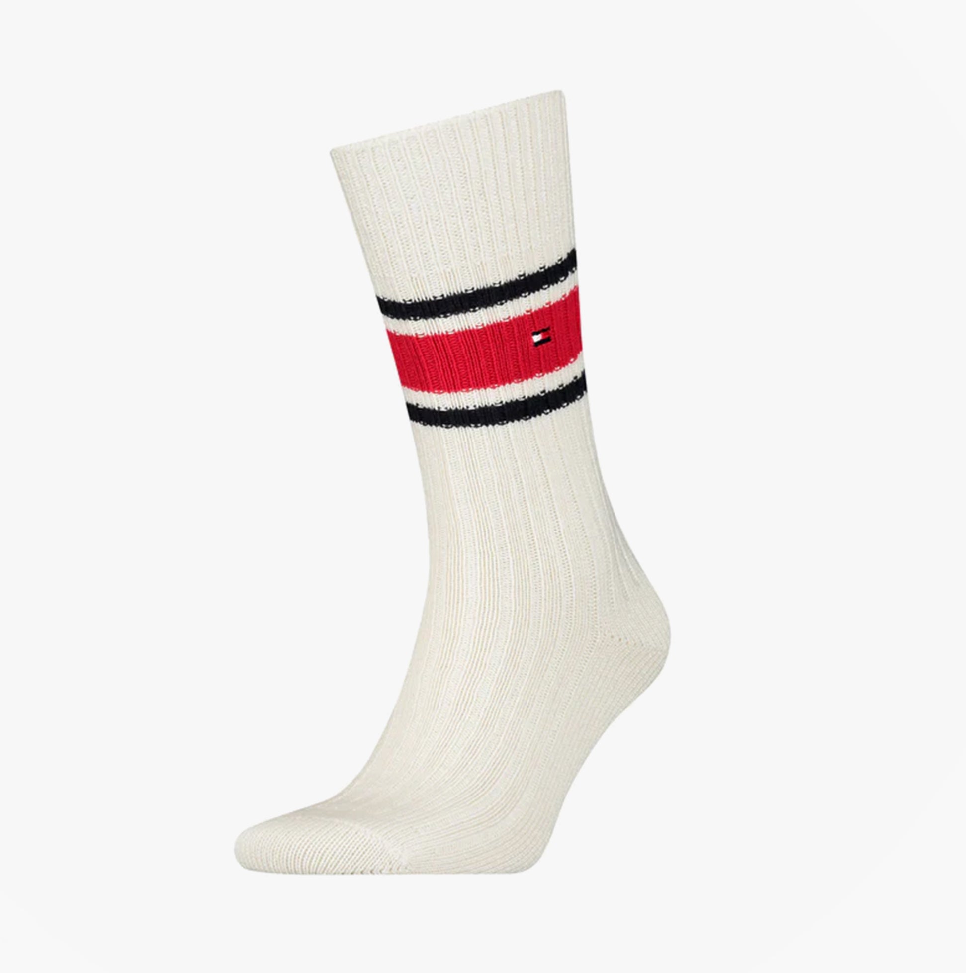 Tommy Hilfiger Ribbed Wool Mens Premium Trainer Socks White