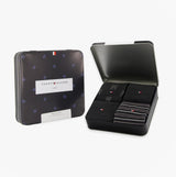 Tommy Hilfiger 4 Pack Giftboxed Classic Mens Crew Socks Black in gift box, featuring a sleek design with socks neatly arranged.