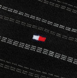 Tommy Hilfiger 4 Pack Giftboxed Classic Mens Crew Socks Black close-up view of sock design with logo detail.