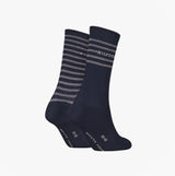Tommy Hilfiger 2 Pack Stripe Womens Crew Socks Navy