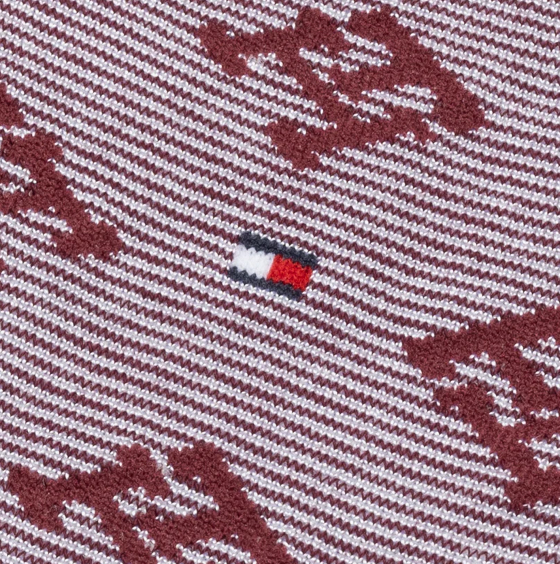 Tommy Hilfiger 3 Pack Giftboxed Monogram Womens Crew Socks Red close-up view showing monogram detail and brand logo.