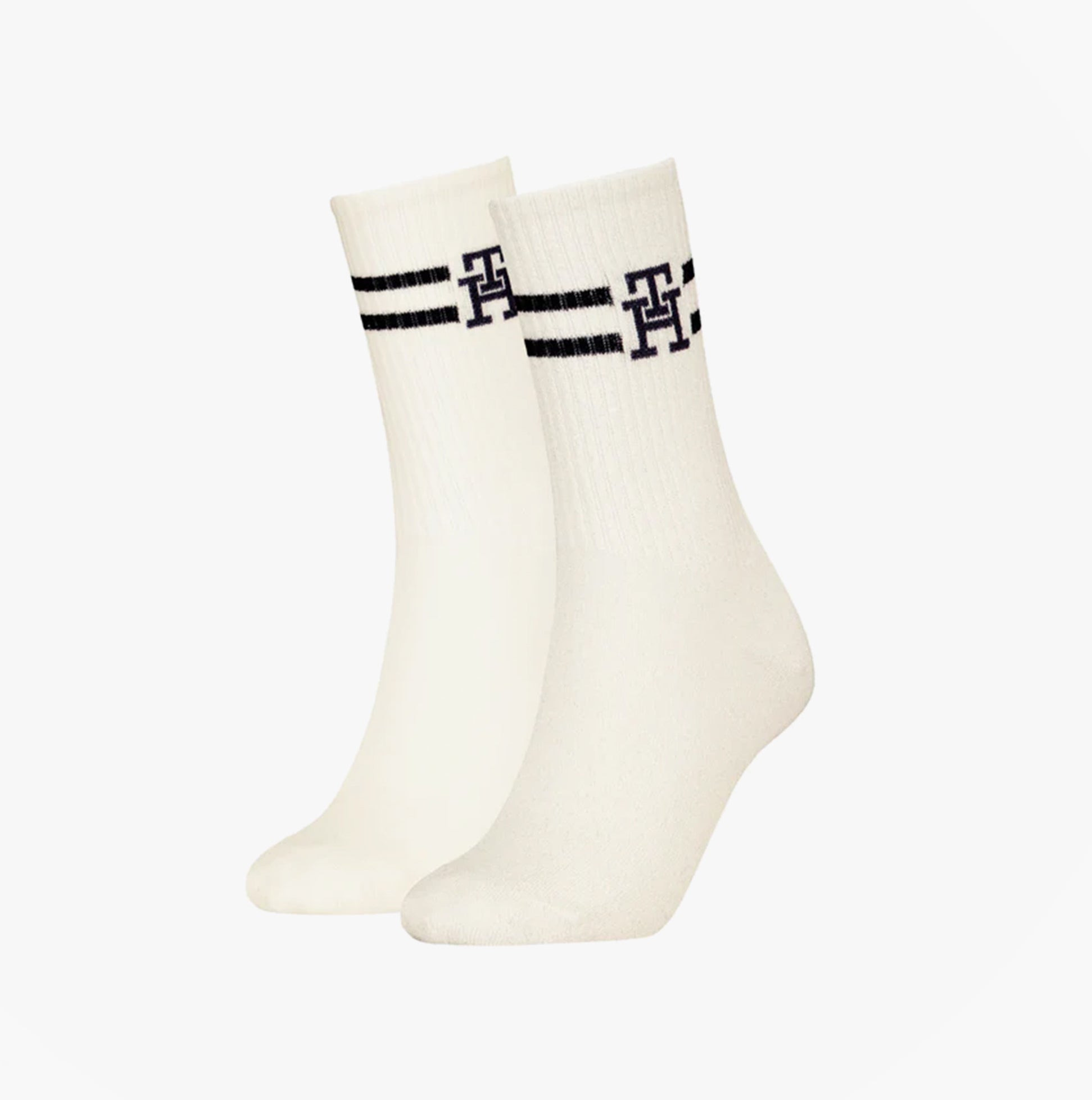 Tommy Hilfiger 2 Pack Trainer Womens Crew Socks White
