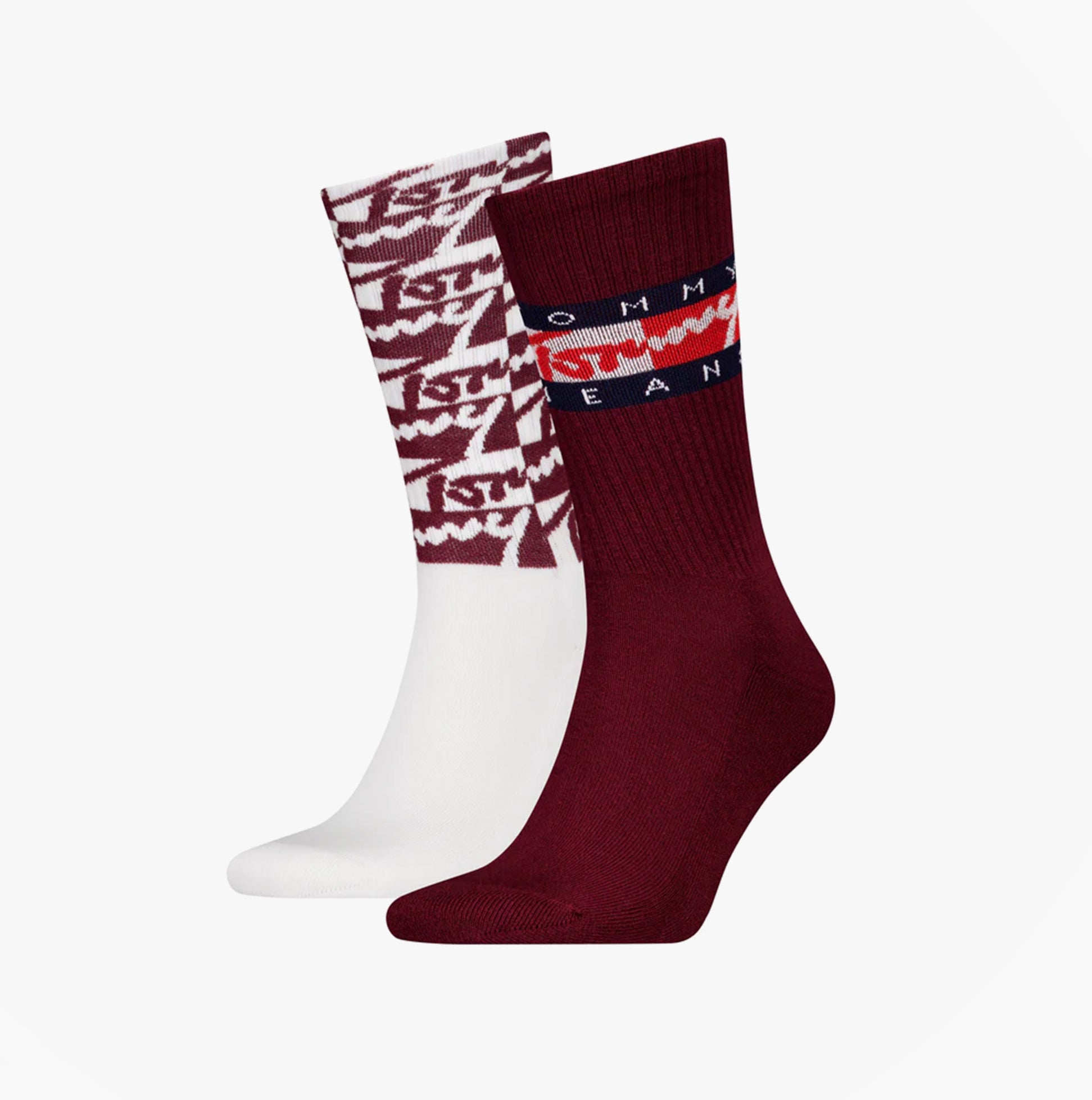 Tommy Hilfiger 2 Pack Trainer Graffiti Mens Crew Socks Red