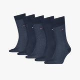 Tommy Hilfiger 5 Pack Giftbox Herringbone Mens Socks Navy in a side view display showcasing all five pairs.