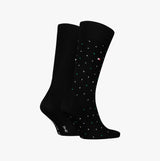 Tommy Hilfiger 2 Pack Structure Dot Mens Socks Black side view showing polka dot design and solid color.