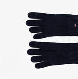 Tommy Hilfiger Mens Flag Embroidery Gloves With Cashmere Navy, top view of navy gloves with flag detail.