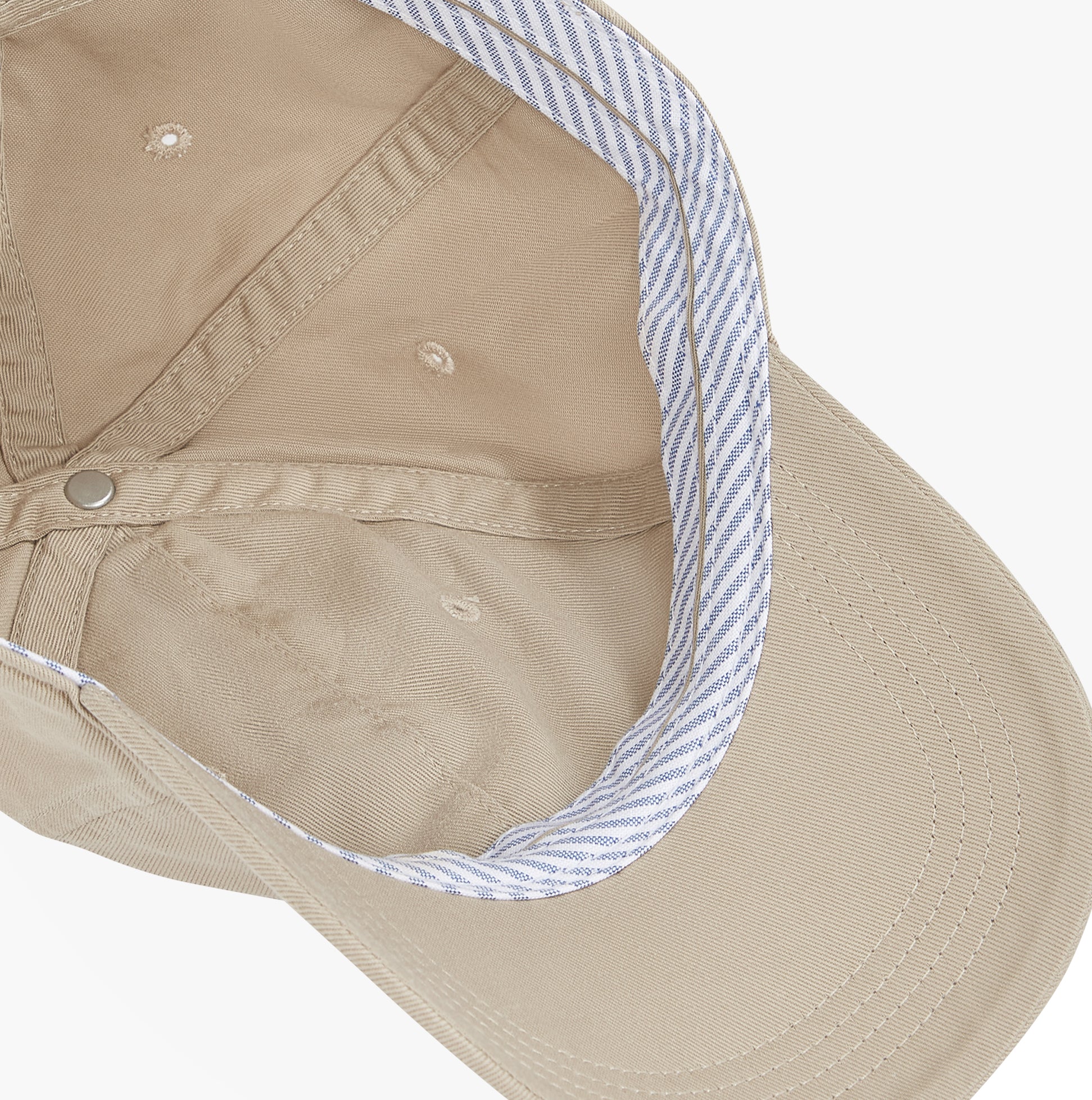 Top view of Tommy Hilfiger Flag Baseball Cap Sandalwood showcasing the interior design and striped lining.