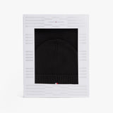 Tommy Hilfiger AM0AM13807 TH FLAG BEANIE & SCA Mens Beanie Black front view in gift box.