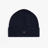 Tommy Hilfiger AM0AM13807 TH FLAG BEANIE & SCA Mens Beanie Space Bluee top view of the beanie hat
