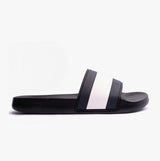 Tommy Hilfiger FLAG Mens Poolside Logo Sliders Desert Black side view showcasing the rubber upper and slip-on design.