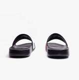 Tommy Hilfiger FLAG Mens Poolside Logo Sliders Desert Black rear view showcasing lightweight rubber design.