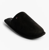 Tommy Hilfiger CORE HILFIGER FLAG H Mens Mule Slippers Black side view showing a black slip-on mule style slipper.