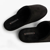 Tommy Hilfiger CORE HILFIGER FLAG H Mens Mule Slippers Black top view showing soft textile upper and slip-on design.