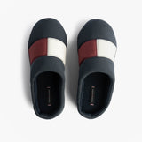 Tommy Hilfiger HILFIGER FLAG HOUSE Mens House Slippers Desert Sky top view with blue, white, and red design.