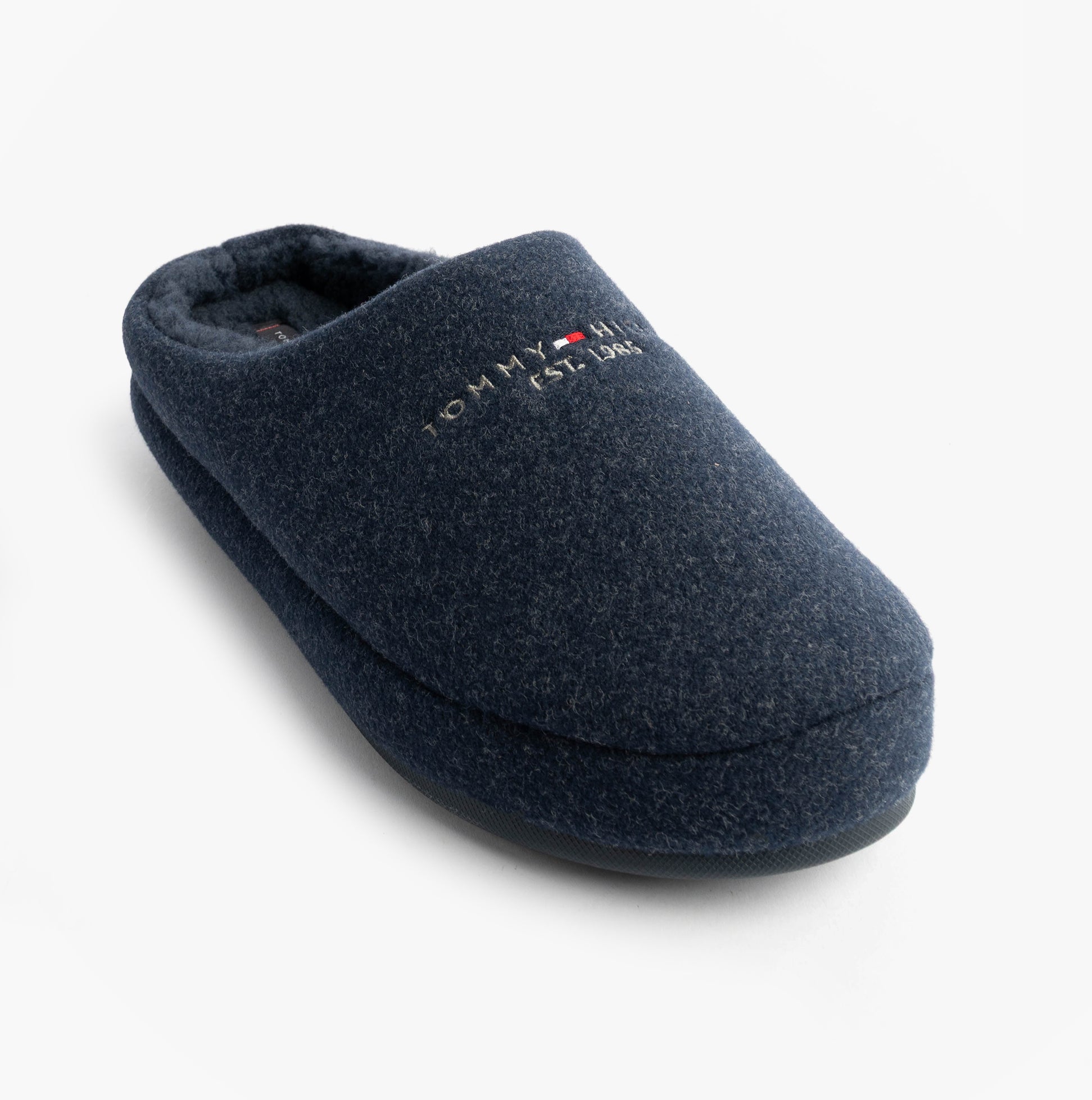 Tommy Hilfiger HILFIGER FELT HOUSE Mens House Slippers Desert Sky side view showing soft textile upper and slip-on design