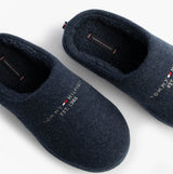Tommy Hilfiger HILFIGER FELT HOUSE Mens House Slippers Desert Sky top view showing soft textile upper and logo detail