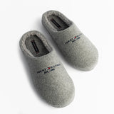 Tommy Hilfiger HILFIGER FELT HOUSE Mens House Slippers Universal Grey top view showing cozy, slip-on design.