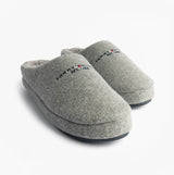 Tommy Hilfiger HILFIGER FELT HOUSE Mens House Slippers Universal Grey side view showcasing soft textile upper and slip-on design.